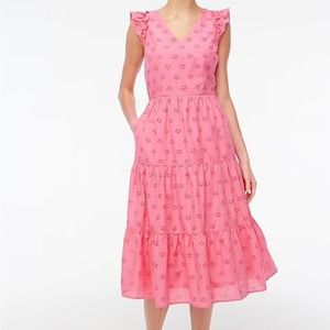 J.Crew Factory Pink Cotton Eyelet Midi Dress Size 2